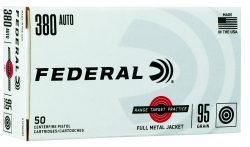 Federal RTP38095 Range & Target  380ACP 95gr Full Metal Jacket 50 Per Box/20 Case