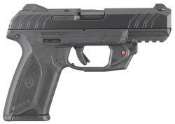 Ruger 3816 Security-9  9mm Luger  4" Barrel 15+1, Black Polymer Frame With Picatinny Acc. Rail, Front Serrated Black Oxide Steel Slide, Manual Safety, Includes Viridian Red Laser