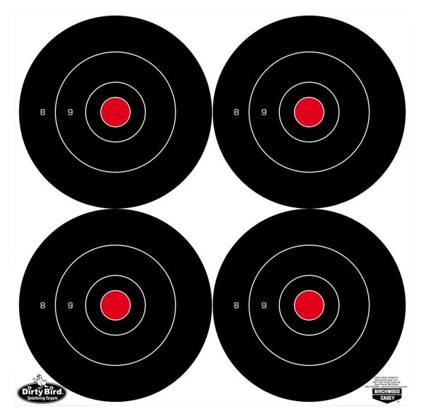 Birchwood Casey 35570 Dirty Bird  6" Bullseye Tagboard Hanging Black/White 100 Per Pkg