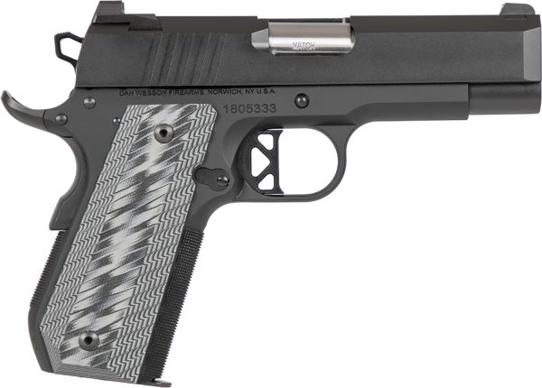 Dan Wesson 01884 EPC  9mm Luger 9+1 4" Stainless Bull Barrel Black Duty Serrated Stainless Steel Slide Black Aluminum Frame wBeavertail Black/Gray G10 Grip