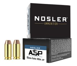 Nosler 51400 Assured Stopping Power Handgun 10mmAuto 180gr Jacketed Hollow Point 20 Per Box/20 Case