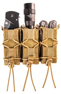 High Speed Gear 11PT03CB TACO Mag Pouch Triple Coyote Brown Nylon MOLLE Belts 2" Wide Compatible w/ Pistol
