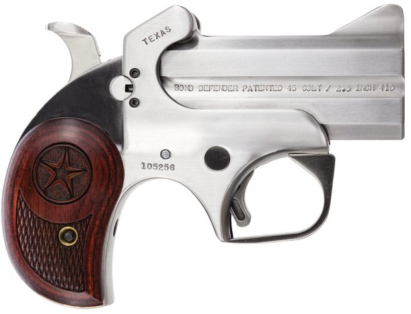Bond Arms BATD Texas Defender 45 Colt (LC)/410 Gauge 2rd 3" Barrel, Stainless Metal Finish, Rosewood Grip, Blade Front/Fixed Rear Sights, Manual Safety