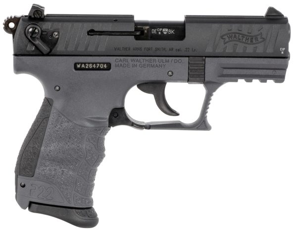 Walther Arms 5120765 P22 Q 22 LR 10+1 3.42" Black Steel/Threaded Barrel, Matte Black Tenifer Serrated/Steel Slide & Tungsten Gray Polymer Frame w/Picatinny Rail, Black Interchangeable Backstrap Grips