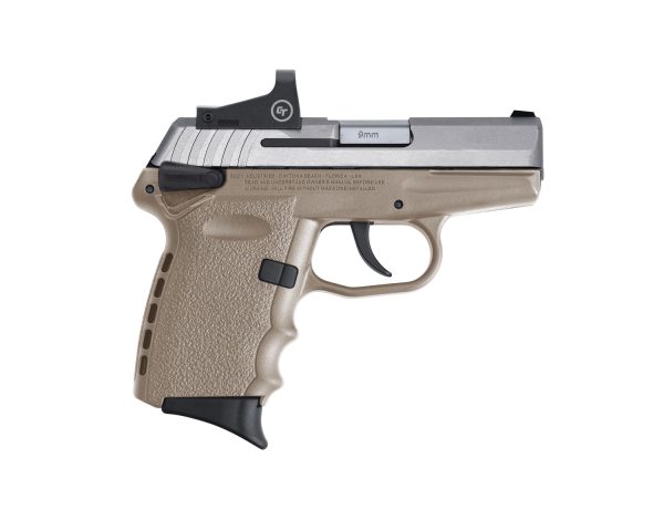 SCCY Industries CPX1TTDERD CPX-1 RD 9mm Luger Caliber with 3.10" Barrel, 10+1 Capacity, Flat Dark Earth Finish Frame, Stainless Steel Slide & Polymer Grip Includes Crimson Trace CTS-1500 Red Dot