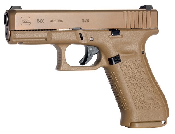 Glock PX1950701 G19X  Compact 9mm Luger 10+1 4.02" Black GMB Barrel, Coyote nPVD Serrated Slide, Coyote Brown Cerakote Polymer Frame w/Accessory Rail, Coyote Brown Textured Polymer Grip Ambidextrous