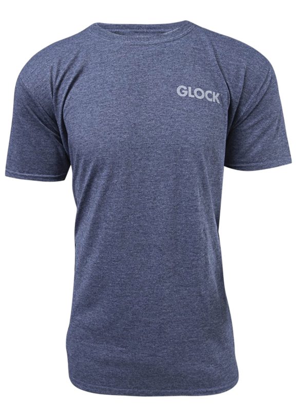 Glock AA75157 Pistol Flag  Heather Navy Cotton/Polyester Short Sleeve Large Semi-Fitted