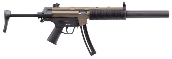 HK 81000627 MP5  Sports South Exclusive 22 LR 25+1 16.10" Black Barrel, Exclusive Flat Dark Earth Steel Receiver, Black Collapsible Stock
