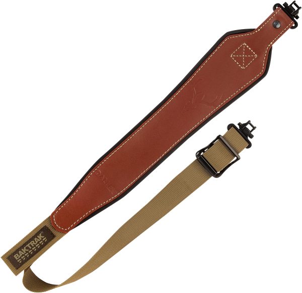 Allen 8391 BakTrak  Rifle/Shotgun Sling w/Swivels Brown Leather w/BakTrak Grip Panel, Adjustable Length 26" to 35", 1.25" Wide