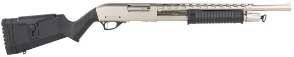 Rock Island AGM5 All Generations  12 Gauge Pump 3" 5+1 18.50" with Heat Shield, Nickel Barrel/Rec, Black Synthetic Furniture, Adj. Comb Stock