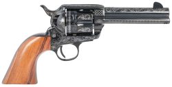 Pietta HF45LLE434NMBW 1873 Great Western II  Sports South Exclusive 45 Colt (Long Colt) 6rd 4.75" Blued Engraved Steel Barrel & Cylinder, Blued Engraved Steel Frame, Walnut Grip, Exposed Hammer