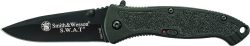 Smith & Wesson Knives SWATMBCP S.W.A.T.  3.20" Folding Plain Black 4034 SS Blade Black Aluminum Handle Includes Pocket Clip