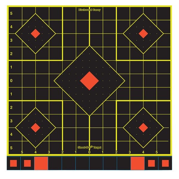 Birchwood Casey 34211 Shoot-N-C Sight-In Self-Adhesive Paper Black/Yellow/Red 12" 5-Diamond 100 Pack