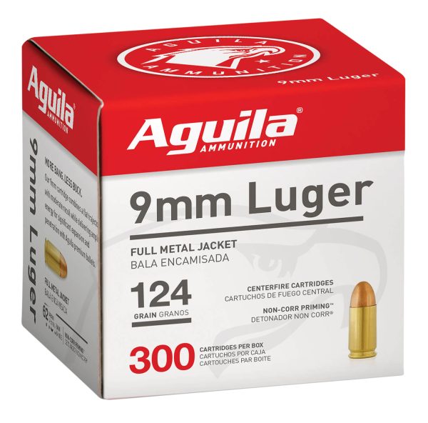 Aguila 1E092108 Target & Range Handgun 9mm Luger 124gr Full Metal Jacket 300 Per Box/4 Case