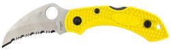 Spyderco C28SYL2HB Dragonfly 2 Salt 2.30" Folding Hawkbill Serrated H2 Steel Blade Yellow FRN Handle, Includes Pocket Clip