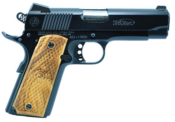 TriStar 85624 American Classic Commander 1911 9mm Luger 9+1 4.25" Stainless Steel Barrel, Blued Serrated Steel Slide, Blued Steel Frame w/Beavertail, Wood Grip