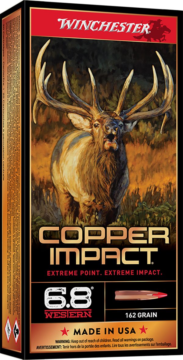 Winchester Ammo X68WCLF Copper Impact  6.8Western 162gr Copper Extreme Point Lead Free 20 Per Box/10 Case
