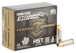 Federal P30HST1S Premium Personal Defense 30Super Carry 100gr HST Jacketed Hollow Point 20 Per Box/10 Case