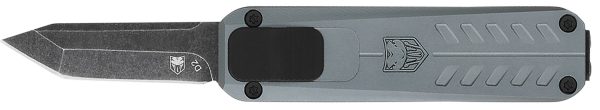 CobraTec Knives CALI929TBGRYTNS California 929TB 1.75" OTF Tanto Plain Stonewash D2 Steel Blade/Gray Anodized Aluminum Handle Includes Pocket Clip/Pouch