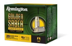Remington Ammunition 27615 Golden Saber Defense 380ACP 102gr Brass Jacketed Hollow Point 20 Per Box/25 Case