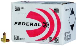 Federal C9115A500 Champion Training 9mmLuger 115gr Full Metal Jacket 500rds *Bulk Package