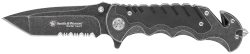 Smith & Wesson Knives SWBG10SCP Border Guard  3.50" Folding Part Serrated Stainless Steel Blade 4.80" Aluminum/G10 Handle Includes Pocket Clip