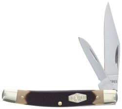 Old Timer 1179231 Middleman Jack 2.50" 1.70" Folding Clip/Sheepsfoot Plain Stainless Steel Blade Black/Tan Sawcut Bone Handle