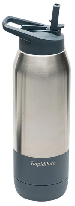 RapidPure 01600124 Purifier + Insulated Steel Bottle Compatible With Most 2.5" Water Bottles, Stainless Steel, 3.5" x 3.5" x 11.1", Includes Ultralight Straw