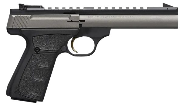 Browning 051586490 Buck Mark Field/Target 22 LR 10+1 5.50" Tungsten Gray Cerakote Steel Bull Barrel & Serrated Steel w/Picatinny Rail Slide, Matte Black Alloy Receiver Black Polymer Grips