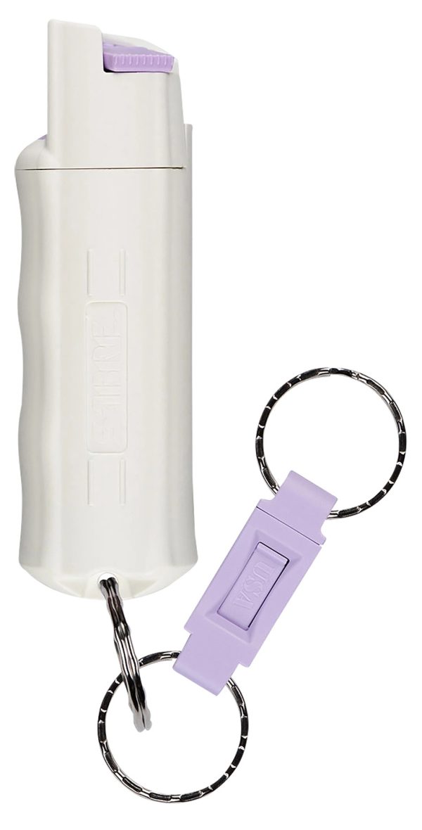 Sabre HC14GL02 Pepper Spray Red USA Formula Spray With Glow in the Dark Case, Quick Release Key Ring 25 Bursts Range 10 ft White