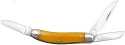 Cold Steel CSFLGSTKMY Gentleman's Stockman 2"/2.10"/2.50" Folding Clip/Sheepsfoot/Spey Plain 8Cr13MoV SS Blade/Yellow w/Polished Bolsters Bone Handle