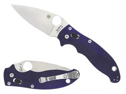 Spyderco C101GPDBL2 Manix 2  3.37" Folding Plain Satin CPM S110V Blade/Dark Blue Textured G10 Handle Includes Pocket Clip