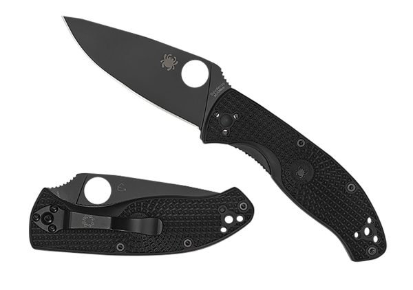 Spyderco C122PBBK Tenacious Lightweight 3.39" Folding Plain Black Oxide 8Cr13MoV SS Blade/Black Bi-Directional Texturing FRN Handle Includes Pocket Clip