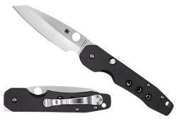 Spyderco C240CFP Smock  3.39" Folding Plain Stonewashed CPM S30V SS Blade/Black Textured Carbon Fiber/G10 Handle