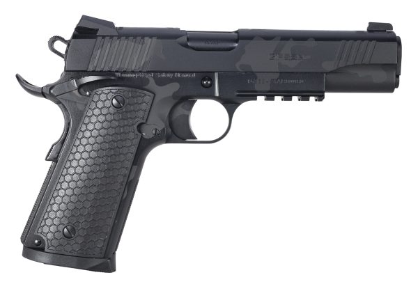 Girsan 392068 MC1911 S Untouchable Full Size 45 ACP 8+1 5" Black Steel Barrel, Black Camo Serrated Steel Slide & Frame w/Beavertail & Picatinny Rail, Black Polymer Grip