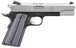 Ruger  SR1911  Full Size 9mm Luger 9+1 5" Stainless Steel Barrel, Satin Stainless Steel Serrated Slide, Black Anodized Aluminum Frame w/Beavertail, Black/Gray G10 Grip