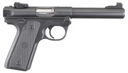 Ruger  Mark IV 22/45 22 LR 10+1, 5.50" Stainless Bull Barrel, Blued Drilled & Tapped Steel Receiver & Polymer Frame,  Black Checkered Polymer Grip Ambidextrous