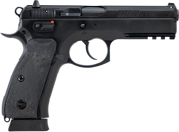 CZ-USA 89352 CZ 75 SP-01 9mm Luger 19+1 4.60" Black Nitride Steel Barrel, Black Serrated Steel Slide, Black Polycoat Steel Frame w/Beavertail & Picatinny Rail, Black Polymer Grip