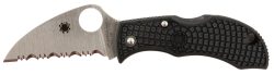 Spyderco MBKWSB Manbug  1.91" Folding Wharncliffe Serrated Non-Reflective Black TiCN VG-10 SS Blade, Black Textured FRN Handle