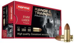 Norma Ammunition 630140050 Range & Training  9mm 65gr Frangible 50 Per Box/20 Case