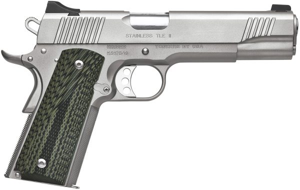 Kimber Mfg.,inc 3200342 Stainless TLE II 45ACP 7+1 5" Flat Top Stainless Steel Slide Satin Silver Aggressively Textures G-10 Grip