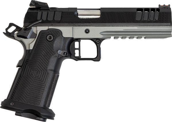Great Lakes Firearms GL1911DS9FSSSRK 1911 DS Synergy 9mm Luger 20+1 5" Optic Cut/Serrated Cerakote Black Molded Grip Bull Shark Frame