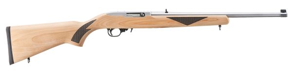 Ruger 31229 10/22 Sporter 22 LR 10+1 18.50" Clear Satin Stainless Steel Barrel, Natural Wood W/Black Checkering Wood Stock