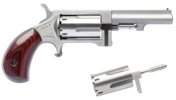 North American Arms SWC250 Sidewinder  22 LR or 22 WMR Caliber with 2.50" Barrel, 5rd Capacity Cylinder, Overall Stainless Steel Finish & Rosewood Birdshead Grip Includes Cylinder