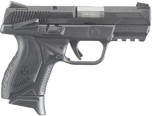 Ruger 8639 American Pistol Compact 9mm Luger 3.55" Barrel 17+1 Or 12+1, Black Polymer Frame With Picatinny Acc. Rail,  Nitride Stainless Steel Slide, Ambidextrous Manual Safety