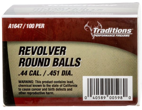Traditions A1647 Revolver  44Cal Lead Ball 140gr 100/Box