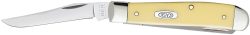 Case 00029 Trapper  Mini 2.70"/2.75" Folding Clip Point/Spey Plain Tumble Polish Chrome Vanadium Steel Blade/Smooth Yellow Synthetic Handle