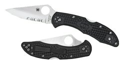 Spyderco C11SBK Delica 4  2.88" Folding Drop Point Serrated VG-10 SS Blade/Black  Textured FRN Handle Includes Pocket Clip