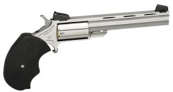 North American Arms MMTL Mini-Master *CA Compliant 22 LR 5rd 4" Vent Rib Barrel, Overall Stainless Steel Finish, Finger Grooved Black Rubber Grip, Adjustable Sights