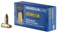 PPU PPH9F2 Handgun  9mmLuger 124gr Full Metal Jacket 50 Per Box/20 Case